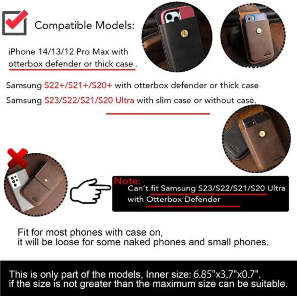 Leather Phone Holster for Belt,Flip Cell Phone Case with Belt Clip